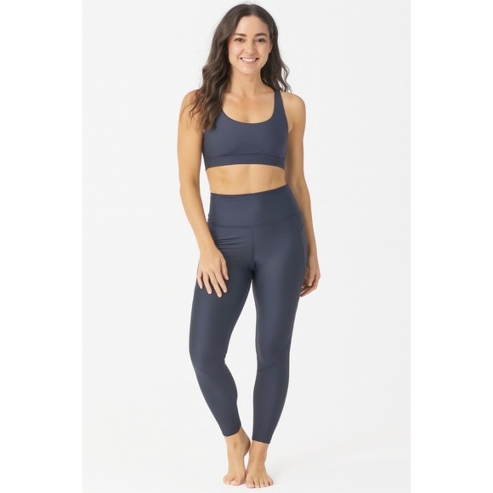 GapFit gFast Matte Shine High Rise Leggings True Indigo Blue M Activewear 73-17